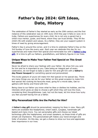 Father's Day 2024 Gift Ideas, Date, History