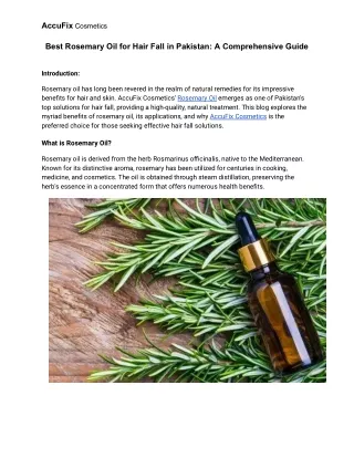 Best Rosemary Oil for Hair Fall in Pakistan_ A Comprehensive Guide