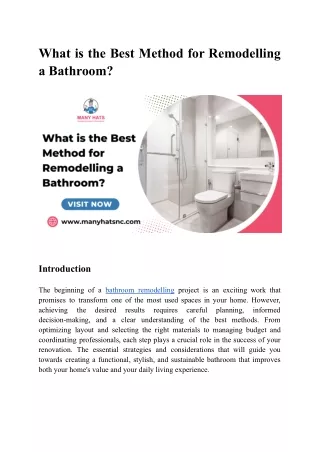 What is the Best Method for Remodelling a Bathroom