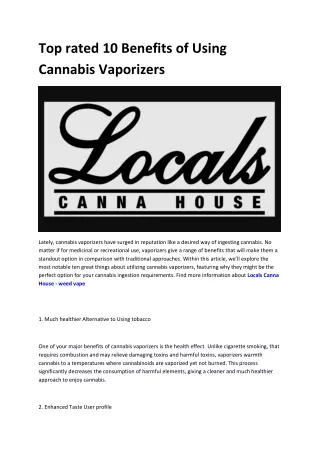 Locals Canna House - vaporizer weed