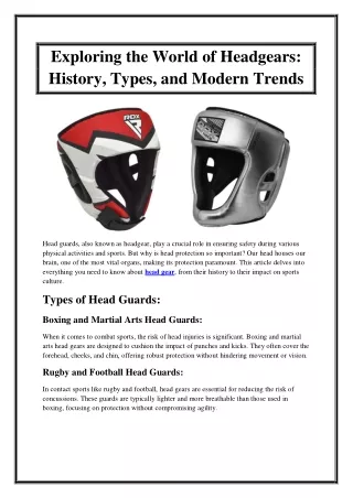Exploring the World of Headgears History, Types, and Modern Trends