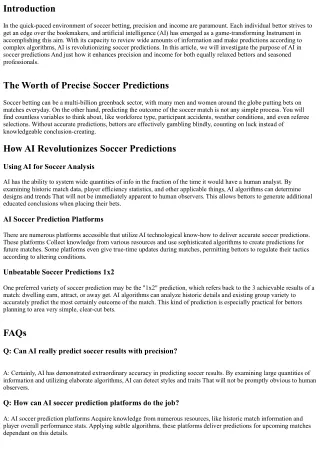 The Job of AI in Soccer Predictions: Enhancing Accuracy and Gains