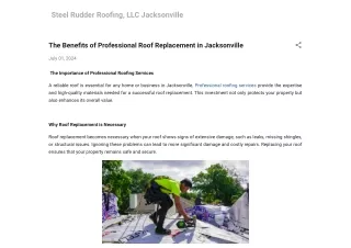 The Benefits of Professional Roof Replacement in Jacksonville
