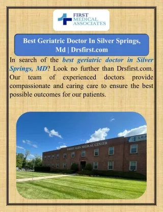 Best Geriatric Doctor In Silver Springs, Md  Drsfirst.com