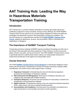 AAT Training Hub_ Leading the Way in Hazardous Materials Transportation Training