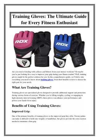 Training Gloves The Ultimate Guide for Every Fitness Enthusiast