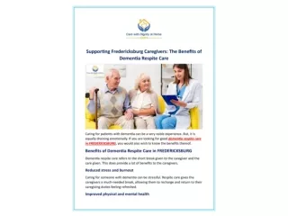 Supporting Fredericksburg Caregivers: The Benefits of Dementia Respite Care