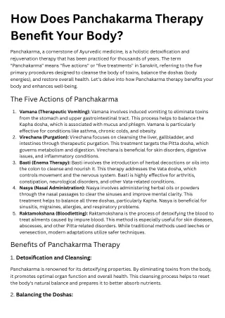 How Does Panchakarma Therapy Benefit Your Body