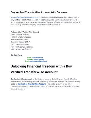 top 5 Best Site To Buy Verified TransferWise Account ?