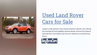 Best Deals on Used Land Rover Cars for Sale