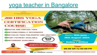 yoga teacher in Bangalore