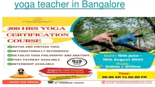 yoga teacher in Bangalore