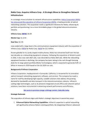 Nokia Corp. Acquires Infinera Corp