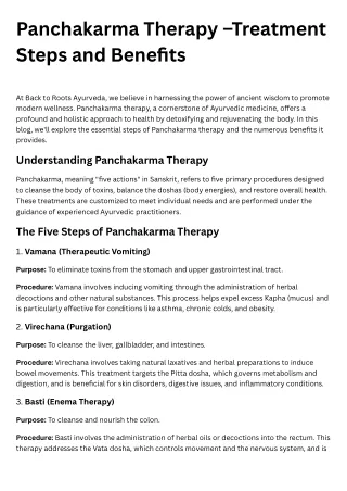 Panchakarma Therapy – Treatment Steps and Benefits