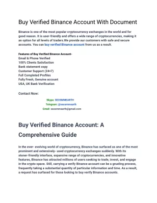 top 5 Best Site To Buy Verified Binance Account?