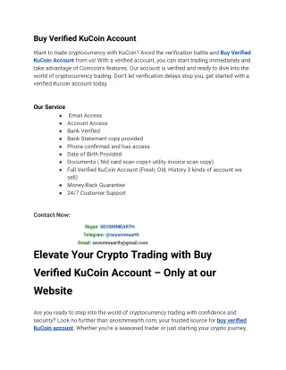 top 5 Best Site To Buy Verified KuCoin Account?