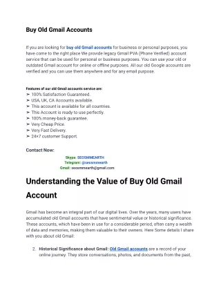 Buy Old Gmail Accounts