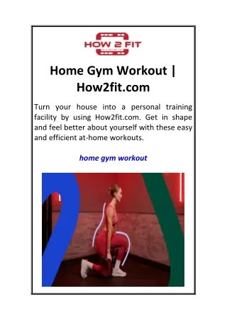 Home Gym Workout  How2fit.com