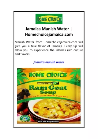 Jamaica Manish Water  Homechoicejamaica.com