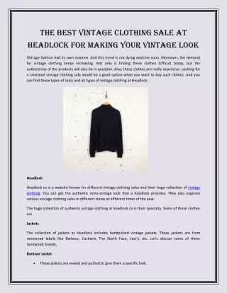 The Best Vintage Clothing Sale at Headlock for Making your Vintage Look