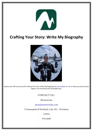 Crafting Your Story: Write My Biography