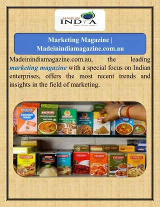 Marketing Magazine  Madeinindiamagazine.com.au
