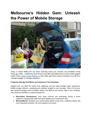 Melbourne's Hidden Gem Unleash the Power of Mobile Storage