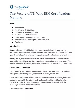 The Future of IT Why IBM Certification Matters