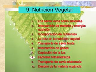 9. Nutrición Vegetal