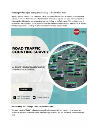 Unlocking Traffic Insights A Comprehensive Study on Road Traffic in Dubai