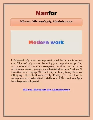 MS-102: Microsoft 365 Administrator