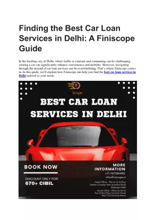 Finding the Best Car Loan Services in Delhi: A Finiscope Guide