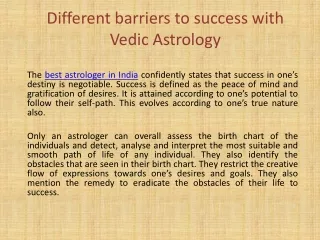 Different barriers to success with Vedic Astrology