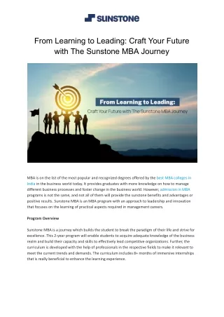 From Learning to Leading_ Craft Your Future with The Sunstone MBA Journey