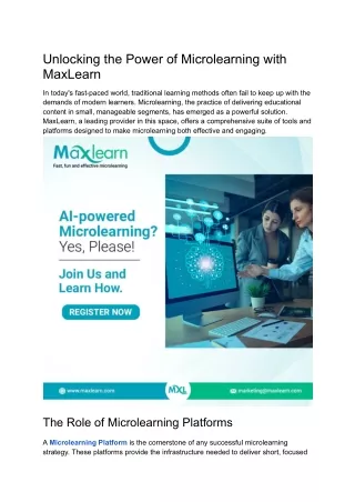 Unlocking the Power of Microlearning with MaxLearn