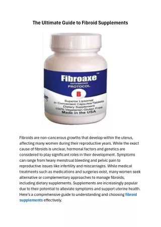 The Ultimate Guide to Fibroid Supplements