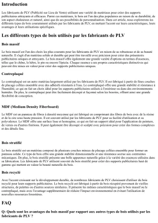 Les différents types de bois utilisés par les fabricants de PLV