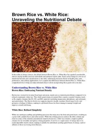 Brown Rice vs