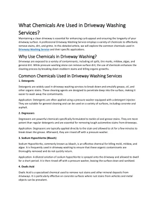 What Chemicals Are Used in Driveway Washing Services?