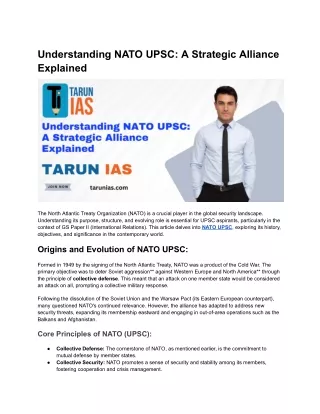 Understanding NATO UPSC_ A Strategic Alliance Explained