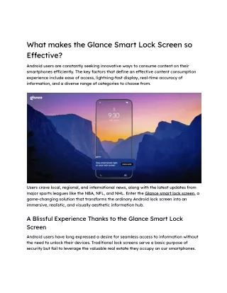 Enable Your Glance Smart Lock Screen today!