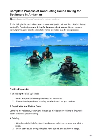 Overview of Conducting Scuba Diving for Beginners in Andaman