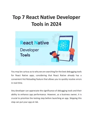 Top 7 React Native Developer Tools in 2024