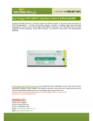 Buy Fertigyn HCG 5000 IU injections