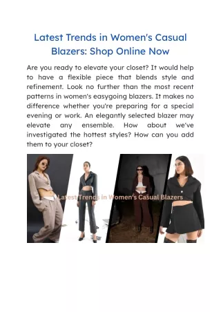 Latest Trends in Women's Casual Blazers_ Shop Online Now