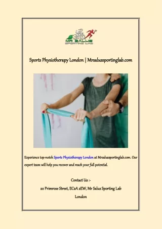 Sports Physiotherapy London  Mrsalussportinglab com