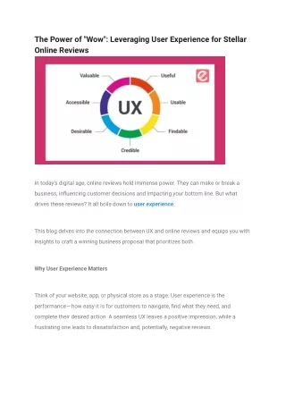 The Power of _Wow__ Leveraging User Experience for Stellar Online Reviews