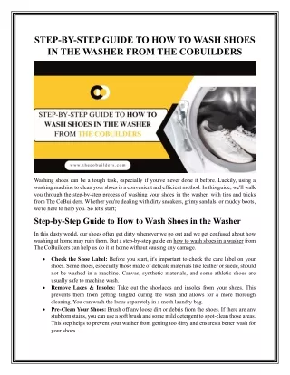 The Ultimate Guide From The CoBuilders | How to Wash Shoes in Washer