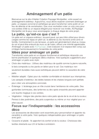 Aménager un patio : Guide et idées