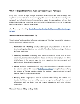 What to Expect From Your Audit Services in Lagos Portugal